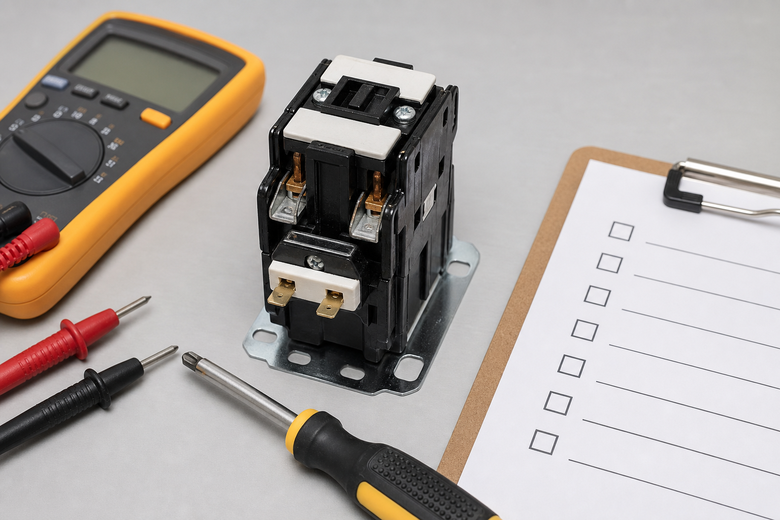 Single pole contactor prepared for a de-energized inspection