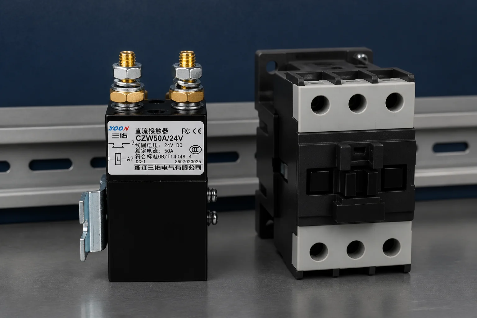 Workshop contrast scene for coil and core differences between contactor types