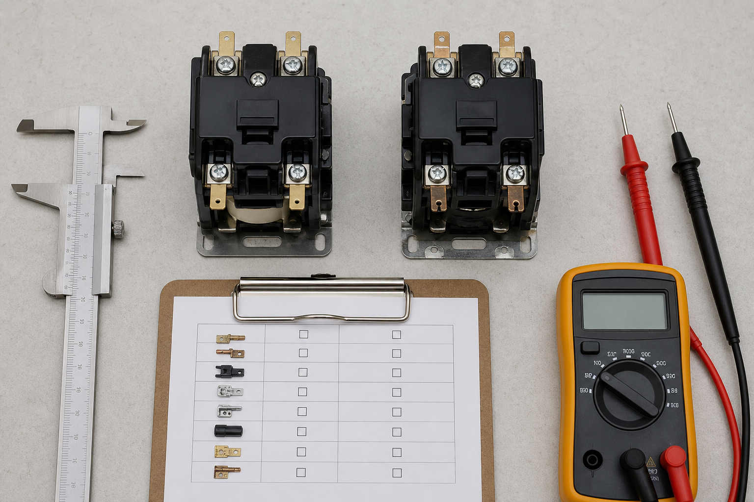 Two definite purpose contactors compared for terminals and mounting