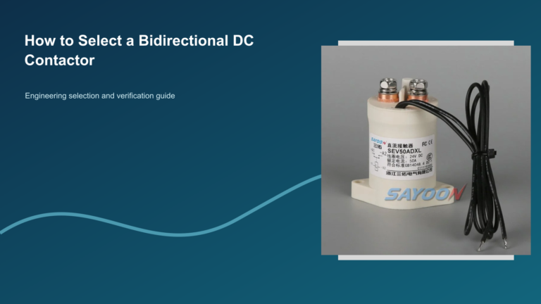 How to Select a Bidirectional DC Contactor featuring a distinct Sayoon DC contactor