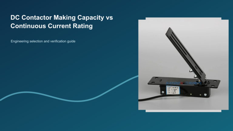 DC Contactor Making Capacity vs Continuous Current Rating featuring a distinct Sayoon DC contactor