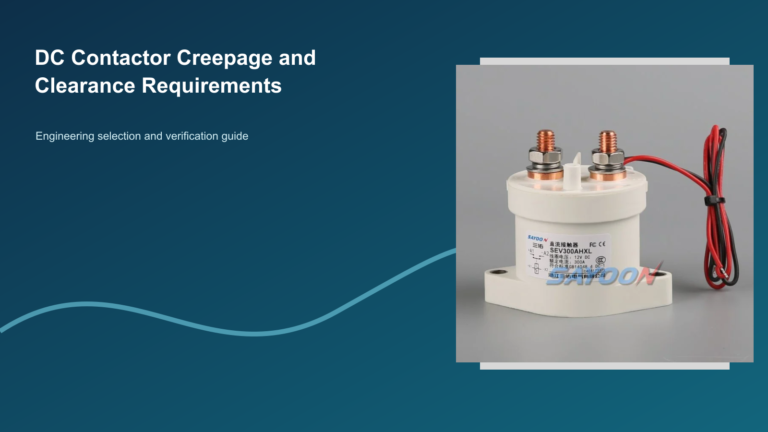 DC Contactor Creepage and Clearance Requirements featuring a distinct Sayoon DC contactor
