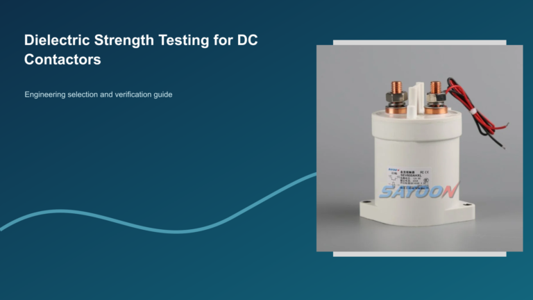 Dielectric Strength Testing for DC Contactors featuring a distinct Sayoon DC contactor
