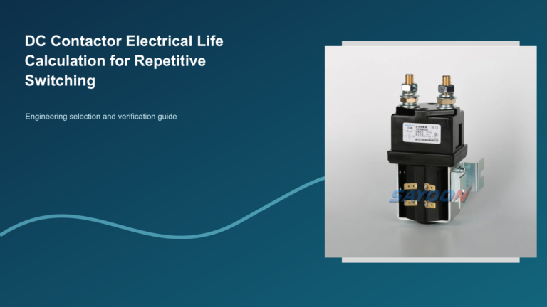 DC Contactor Electrical Life Calculation for Repetitive Switching featuring a distinct Sayoon DC contactor