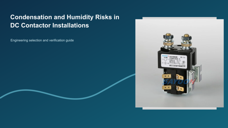 Condensation and Humidity Risks in DC Contactor Installations featuring a distinct Sayoon DC contactor