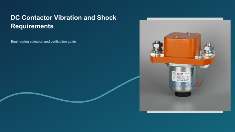 DC Contactor Vibration and Shock Requirements featuring a distinct Sayoon DC contactor
