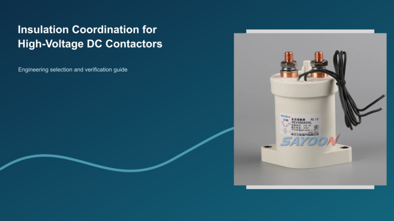 Insulation Coordination for High-Voltage DC Contactors featuring a distinct Sayoon DC contactor