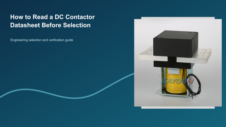 How to Read a DC Contactor Datasheet Before Selection featuring a distinct Sayoon DC contactor