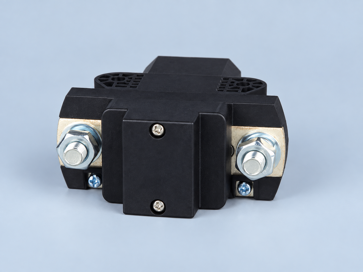 Authentic top view of Sayoon QZJ200A black DC contactor main studs and housing