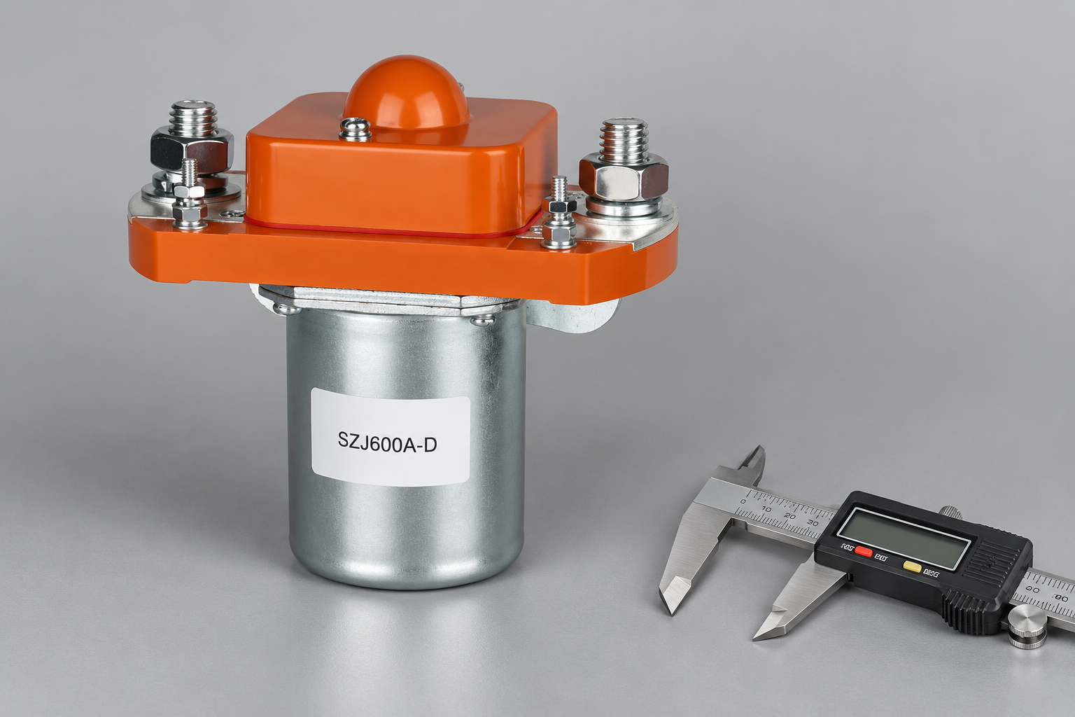 SZJ600A-D unpowered DC contactor beside a separate caliper on an inspection bench