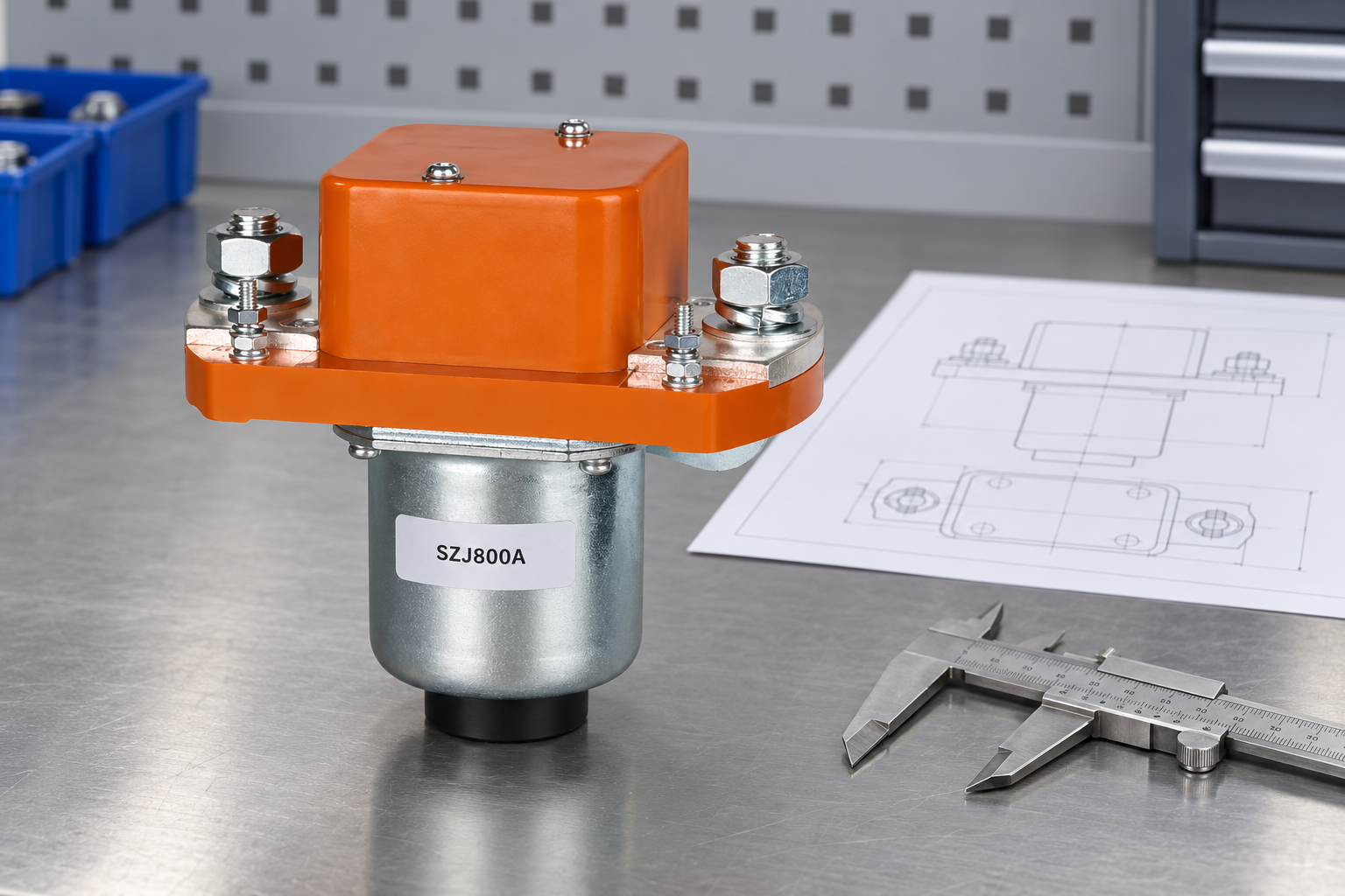 SZJ800A unpowered beside a separate caliper and inspection document