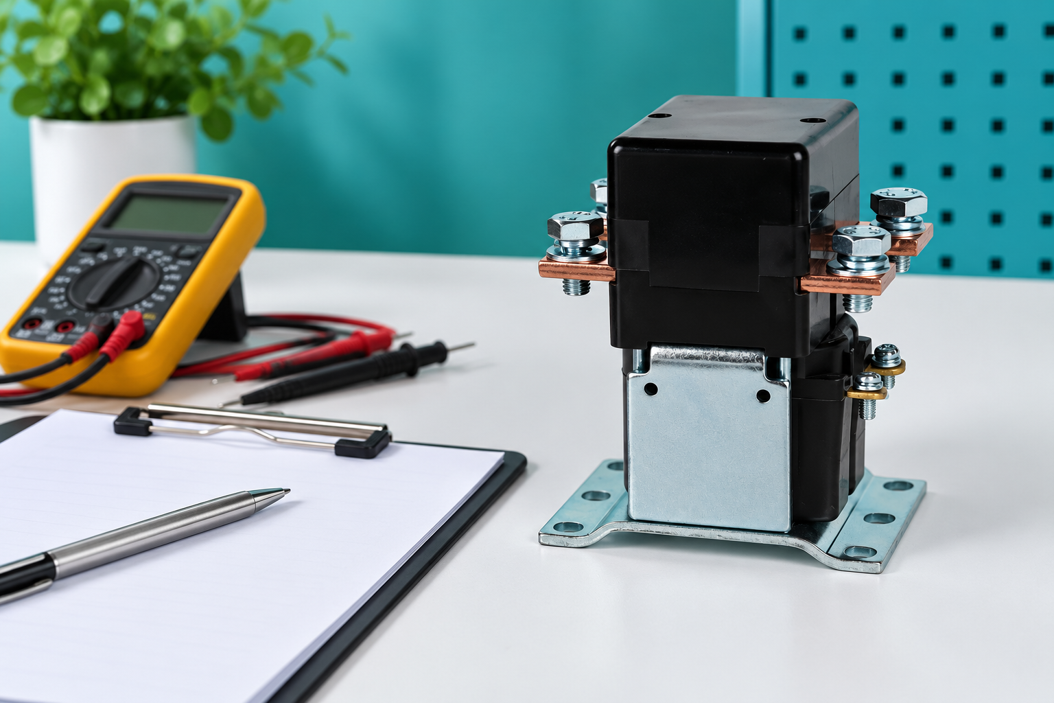 CZQ300A contactor with blank supplier review paperwork and an unconnected meter