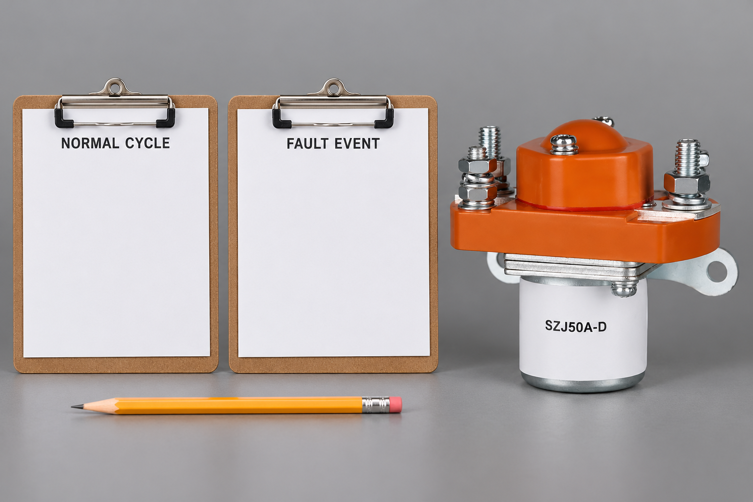 SZJ50A-D intact beside separate blank successful-cycle and failed-cycle records