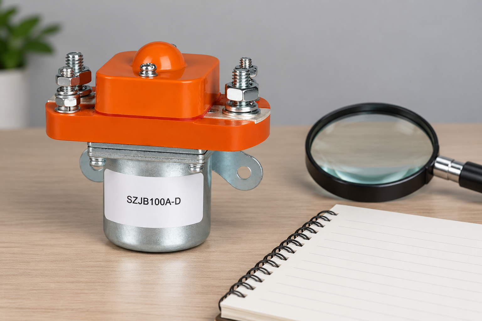 Intact SZJB100A-D external reference beside a magnifier without disassembly