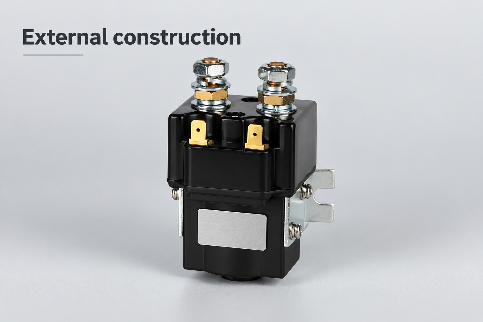 CZWp100A reference contactor exterior with two main studs, front coil tabs and side mounting bracket