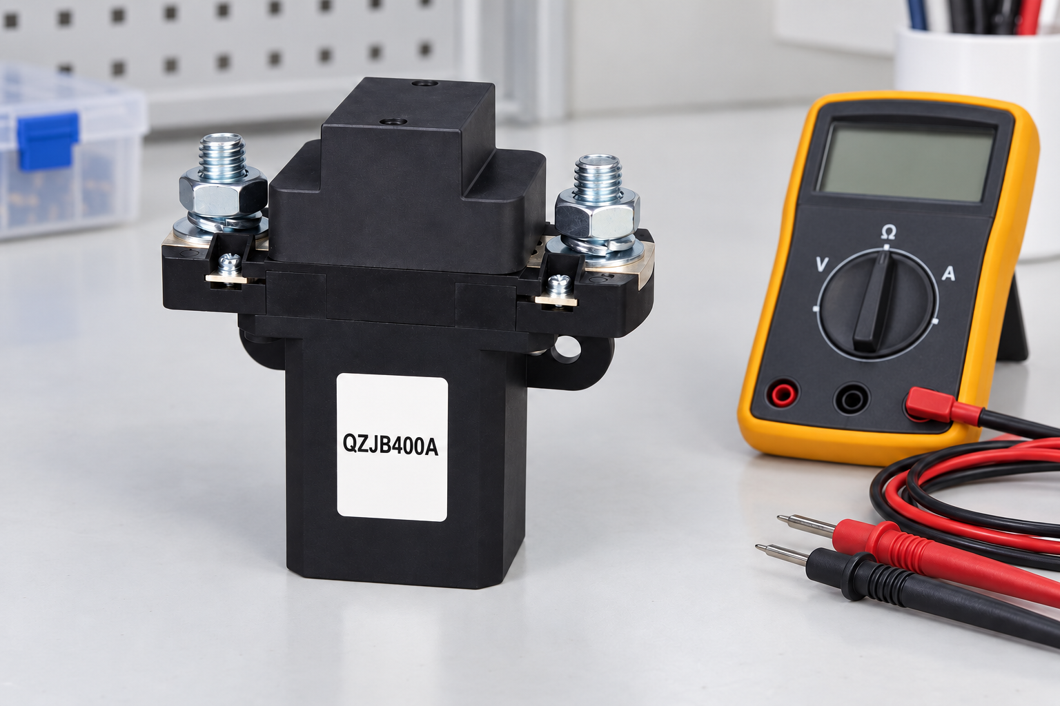 QZJB400A normally closed DC contactor beside an unconnected meter for state inspection